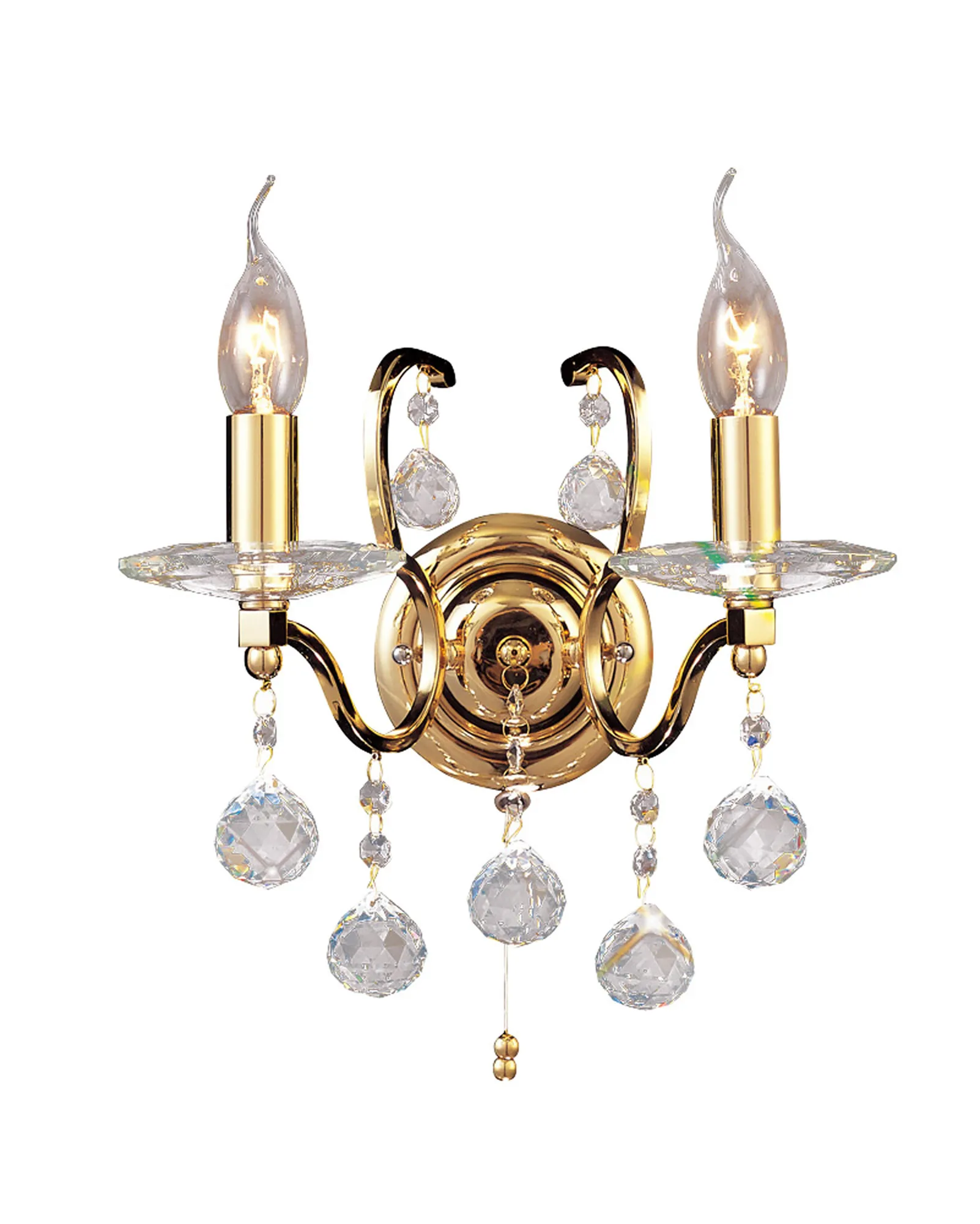IL30222  Zinta Crystal Switched Wall Lamp 2 Light French Gold
